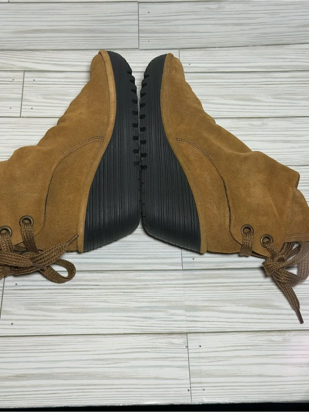Fly London Yama Women’s Suede Wedge Ankle Boots Brown Lace Up EU 37